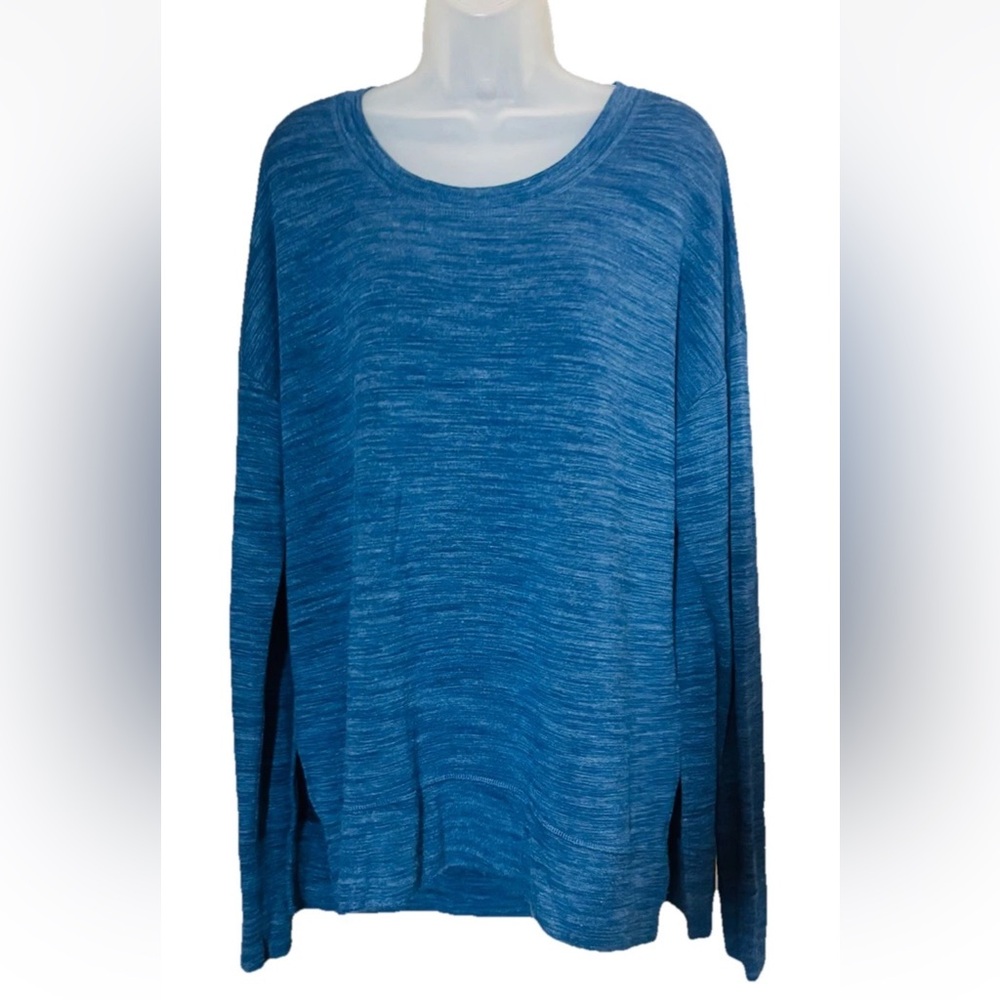 Athleta Coaster Luxe Crewneck Sweatshirt Heathered Blue Womens Size Large